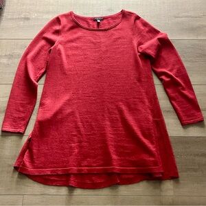 Eileen Fisher Tunic Sweater Dress Shift Merino Wool‎ Women S/P Slits Minimalist